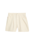 Denim Pleat Front Shorts