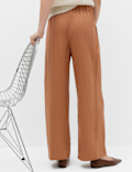 Lyocell Rich Elasticated Waist Wide Leg Trousers