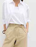 Pure Cotton Barrel Leg Trousers