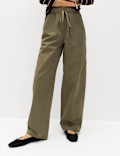 Pure Cotton Barrel Leg Trousers