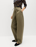 Pure Cotton Barrel Leg Trousers