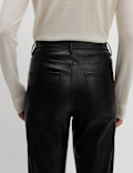 Faux Leather Straight Leg Trousers