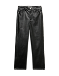 Faux Leather Straight Leg Trousers