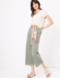 High Waisted Scarf Belt Wide Leg Jeans