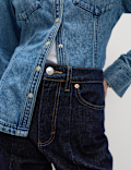 Mid Rise Dart Detail Barrel Jeans