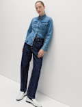 Mid Rise Dart Detail Barrel Jeans