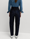 Mid Rise Dart Detail Barrel Jeans