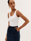 Linen Blend Midi Skirt