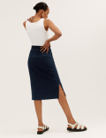 Linen Blend Midi Skirt