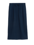 Linen Blend Midi Skirt