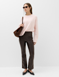 Faux Leather High Waisted Ankle Grazer Trousers