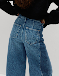 Two Toned Slouchy Wide Leg Jeans