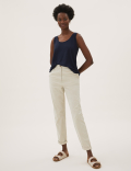 Pure Cotton Tapered Ankle Grazer Chinos