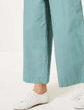 Pure Cotton Wide Leg Ankle Grazer Trousers