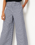 Pure Cotton Checked Cropped Culottes