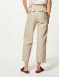 Pure Cotton Wide Leg Cropped Trousers