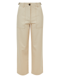 Pure Cotton Wide Leg Cropped Trousers