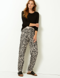 Linen Rich Animal Print Peg Trousers