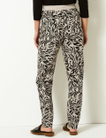 Linen Rich Animal Print Peg Trousers
