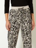 Linen Rich Animal Print Peg Trousers