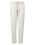 Linen Rich Striped Tapered Leg Peg Trousers