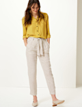 Pure Linen Ankle Grazer Peg Trousers