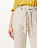 Pure Linen Ankle Grazer Peg Trousers