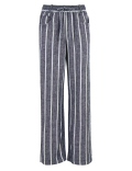Linen Drawstring Wide Leg Trousers