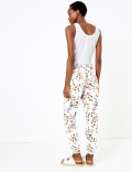 Linen Rich Floral Print Peg Trousers