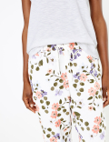 Linen Rich Floral Print Peg Trousers