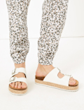 Linen Floral Drawstring Tapered Trousers