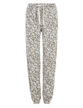 Linen Floral Drawstring Tapered Trousers