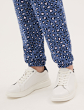 Pure Cotton Animal Print Tapered Joggers
