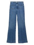 Patch Pocket Flare High Waisted Jeans