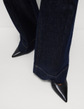 Patch Pocket Flare High Waisted Jeans