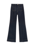 Patch Pocket Flare High Waisted Jeans