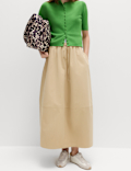 Pure Cotton Cocoon Shape Midi Skirt
