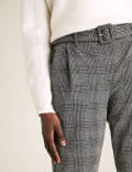 Checked Belted Ankle Grazer Trousers