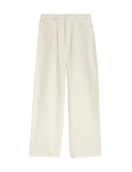 Linen Blend High Waisted Wide Leg Jeans