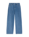 Linen Blend High Waisted Wide Leg Jeans