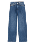 Linen Blend High Waisted Wide Leg Jeans