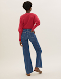 High Waisted Slim Fit Wide Leg Jeans
