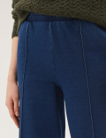 Denim Jersey Wide Leg Joggers