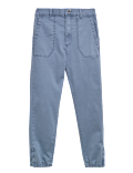 Cotton Blend Slim Fit Ankle Grazer Joggers