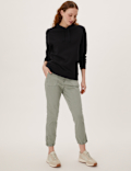 Cotton Blend Slim Fit Ankle Grazer Joggers