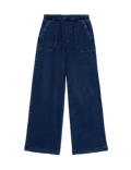 Denim Elasticated Waist Wide Leg Trousers