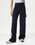 Jersey Side Stripe Wide Leg Trousers