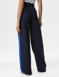 Jersey Side Stripe Wide Leg Trousers