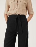 Pure Linen Belted Balloon Trousers