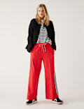 Jersey Side Stripe Wide Leg Trousers